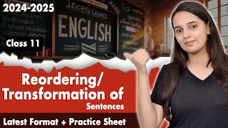 ReorderingTransformation of Sentences Class 11 English Grammar  Reordering of Sentences [upl. by Aicsile]