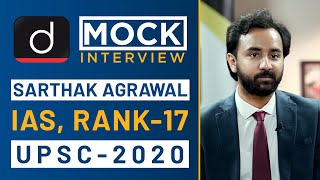 Sarthak Agrawal Rank  17 IAS  UPSC 2020  Mock Interview I Drishti IAS English [upl. by Naved879]