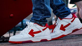 OFFWHITE Red Out of Office Leather Sneakers On foot review [upl. by Alver]