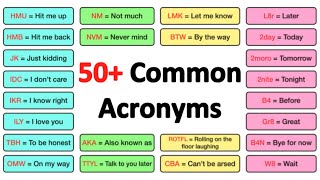 50 COMMON ACRONYMS in ENGLISH [upl. by Itagaki963]