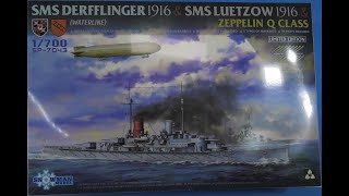 Sprue Review Takom 1700 SMS Derfflinger 1916 amp SMS Luetzow 1916 amp Zeppelin Q Class [upl. by Atnauqal]