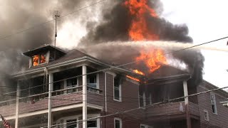 Fire extends into exposure in Woonsocket RI 3 alarms struck Dec 2010 [upl. by Aremaj994]