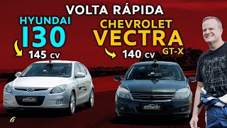 HYUNDAI I30 E VECTRA GTX NA VOLTA RÁPIDA Rubinho SENTA A BOTA nos hatches médios dos anos 2010 [upl. by Aytida]