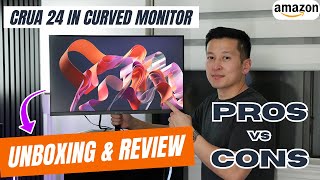 CRUA 24 inch 144hz180hz Curved Gaming Monitor Review amp Unboxing in under 2 minutes  Amazoncom [upl. by Joane]