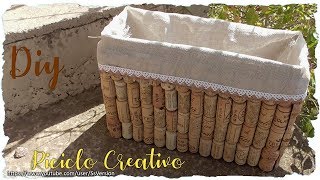 Riciclare SCATOLE di CARTONE e TAPPI di SUGHERO  Tutorial Contenitore CountryChic  DIY ORGANIZER [upl. by Leatri415]