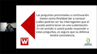 Preguntas más frecuentes que hacen los jurados en una sustentación de Tesis Dr Walter Abanto [upl. by Dnomal286]