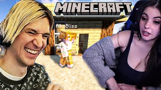 xQc Brings RP GF AikoBliss To Minecraft World [upl. by Orual]