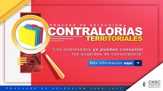 convocatoria contralorías territoriales CNSC [upl. by Ttegdirb]