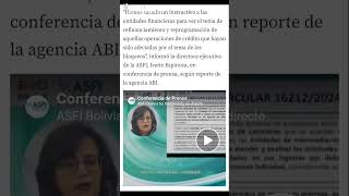 ASFI INSTRUYE A LA BANCA REPROGRAMAR O REFINANCIAR CRÉDITOS DE PRESTATARIOS AFECTADOS POR BLOQUEO [upl. by Nepsa]