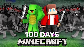 JJ and Mikey 100 Days WEREWOLF APOCALYPSE in Minecraft   Maizen [upl. by Ponton]