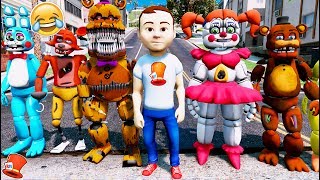 REDHATTER GOES CRAZY WITH ALL THE ANIMATRONICS GTA 5 Mods FNAF Redhatter [upl. by Atsev505]