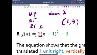 HA2 Unit 21 Vertex Form of a Quadratic Function [upl. by Marcus]