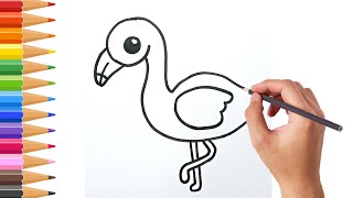 how to draw flamingo  Easy flamingo drawing for kids [upl. by Hubert]