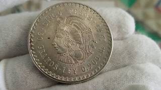 1947 amp 1948 Mexico Silver 5 Pesos Cuauhtemoc Coin [upl. by Cuda]