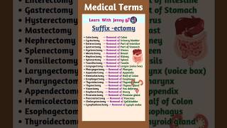 Medical Terms Suffix ectomy⚕️ learnwithjenny youtube shorts [upl. by Occer838]