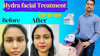 HYDRA FACIAL TREATMENT  STEP BY STEP  hydrate the skin  HYDRAFACIAL procedure  kya hota hai [upl. by Assir437]