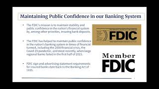 Banker Webinar FDIC Official Signage and Advertising Requirements [upl. by Ahsenit638]