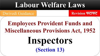 Inspectors Employees Provident Funds and Miscellaneous Provisions Act 1952 labour welfare law bcom [upl. by Ohce723]