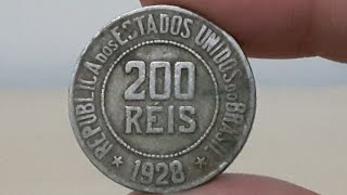 MOEDA DE 200 RÉIS DO ANO DE 1928  QUANTO VALE [upl. by Naujtna340]