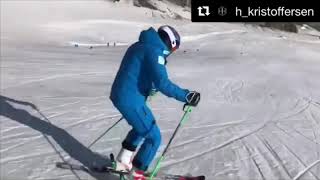 Back on snow Henrik Kristoffersen summer ski training alpine skiing SaasFee glacier slalom drills [upl. by Aihtnic97]