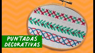 5 Puntadas DECORATIVAS para Bordar a Mano 🧵 PASO a PASO [upl. by Croix]