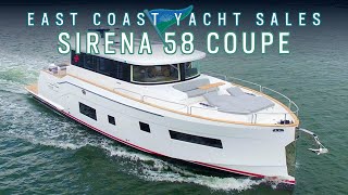 NEW MODEL Sirena 58 COUPE Walk Through tour with FORWARD MASTER layout [upl. by Moitoso]