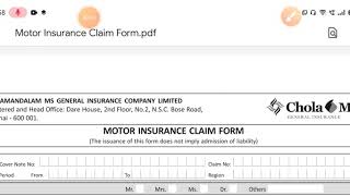 cholamandalam ms general insurancemotor claimintimationclaim form [upl. by Llien888]