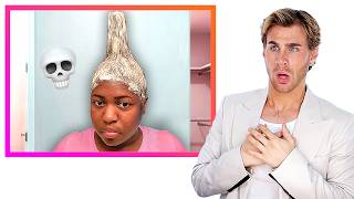 Hairdresser Reacts To Chaotic Home Relaxer Videos [upl. by Boynton]