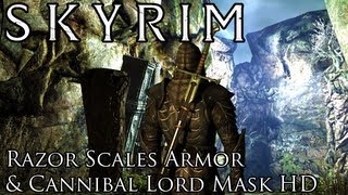 Skyrim Mod Razor Scales Armor and Cannibal Lord Mask HD [upl. by Nynahs334]