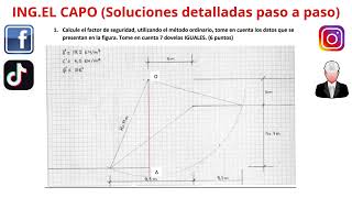 Calcule el factor de seguridad utilizando el método ordinario tome en cuenta los datos que se [upl. by Yaffit]