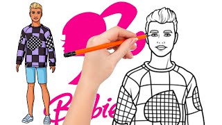 How to draw Barbie Ken Fashionistas Doll [upl. by Zaneta]