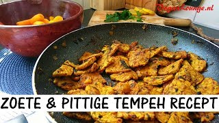 ZOETE amp PITTIGE TEMPEH RECEPT 🥕🍋 🌱 [upl. by Atterual]