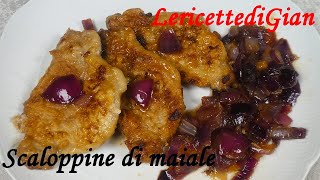 Scaloppine di maiale con le cipolle caramellate  Ricetta secondo piatto veloce [upl. by Baelbeer57]