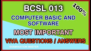 BCSL013 Computer Basics and Software Lab Viva Question and Answers  Bcsl013 Viva Questions Answers [upl. by Moretta]