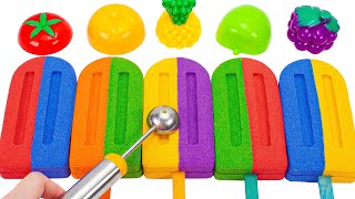 Satisfying Video l Kinetic Sand Colorful Ice Cream Popsicle Sticks Cutting ASMR [upl. by Asik]