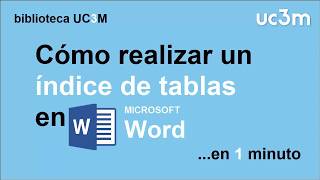 Cómo hacer un índice automático de tablas en Word [upl. by Bracci]