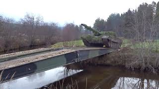 Polish T72 crossing a river on a temporary bridge Trident Juncture 2018 [upl. by Winther]