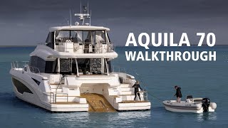 AllNew Aquila 70  Full InDepth Walkthrough  Power Catamaran [upl. by Anahsak665]