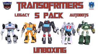 Transformers Legacy 5 Pack Unboxing  Jazz Sunstreaker Trailbreaker Wheeljack Hound [upl. by Emya615]