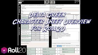 Delta Green Character Sheet Overview for Roll20 [upl. by Mavra399]