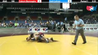 Fargo 2012 195 Round 1 Cuburn Burroughs North Carolina vs Josh Lehner Ohio [upl. by Leuamme]