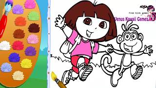 Dora The Explorer Dora and Boots Coloring Game for Children [upl. by Nyvets]