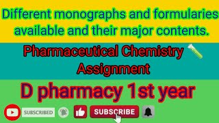 Different monographs and formularies available and their major contents d pharmacy assignment [upl. by Derreg]