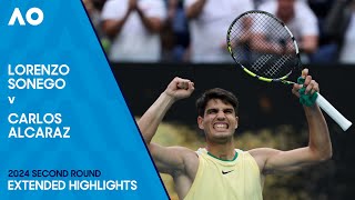 Lorenzo Sonego v Carlos Alcaraz Extended Highlights  Australian Open 2024 Second Round [upl. by Faxon]