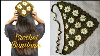 Crochet Bandana  Flower Granny Square  Crochet Flower [upl. by Bille]