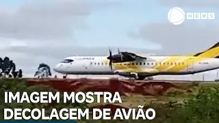 Imagem mostra decolagem de avião no Aeroporto de Cascavel [upl. by Mayne666]