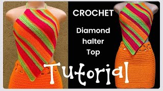 Crochet diamond halter top [upl. by Zobias]