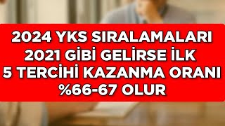 2024 YKS SIRALAMALARI 2021e YAKIN GELİRSE İLK 5 TERCİHİ KAZANMA ORANI f67 OLUR [upl. by Mairem134]