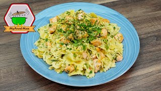 Lachs mit Pasta  di Mare  Lachsnudeln  Schnelle Pasta Lachs Rezept  Sommerpasta [upl. by Gnuy]