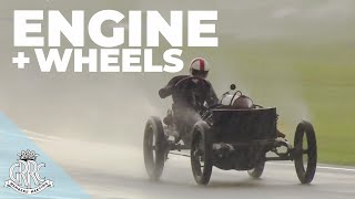 Crazy 1905 Darracq 200hp hurled round soaking wet Goodwood [upl. by Dewitt524]